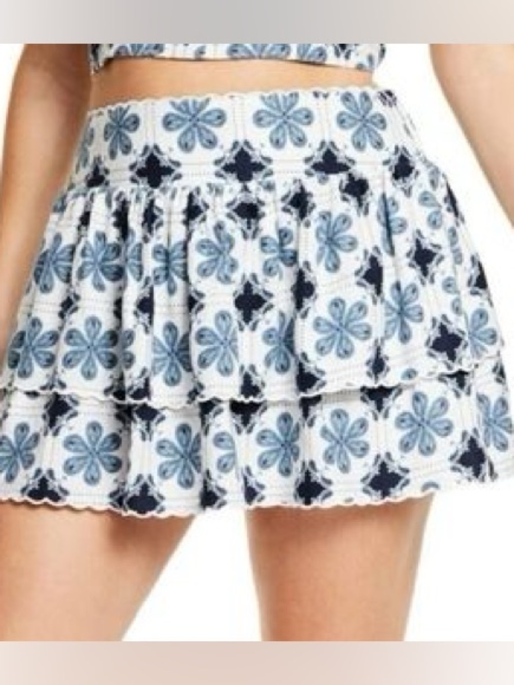 Agua Bendita x Target Floral Tiered Mini Skirt | Size XXL | Linen Blend